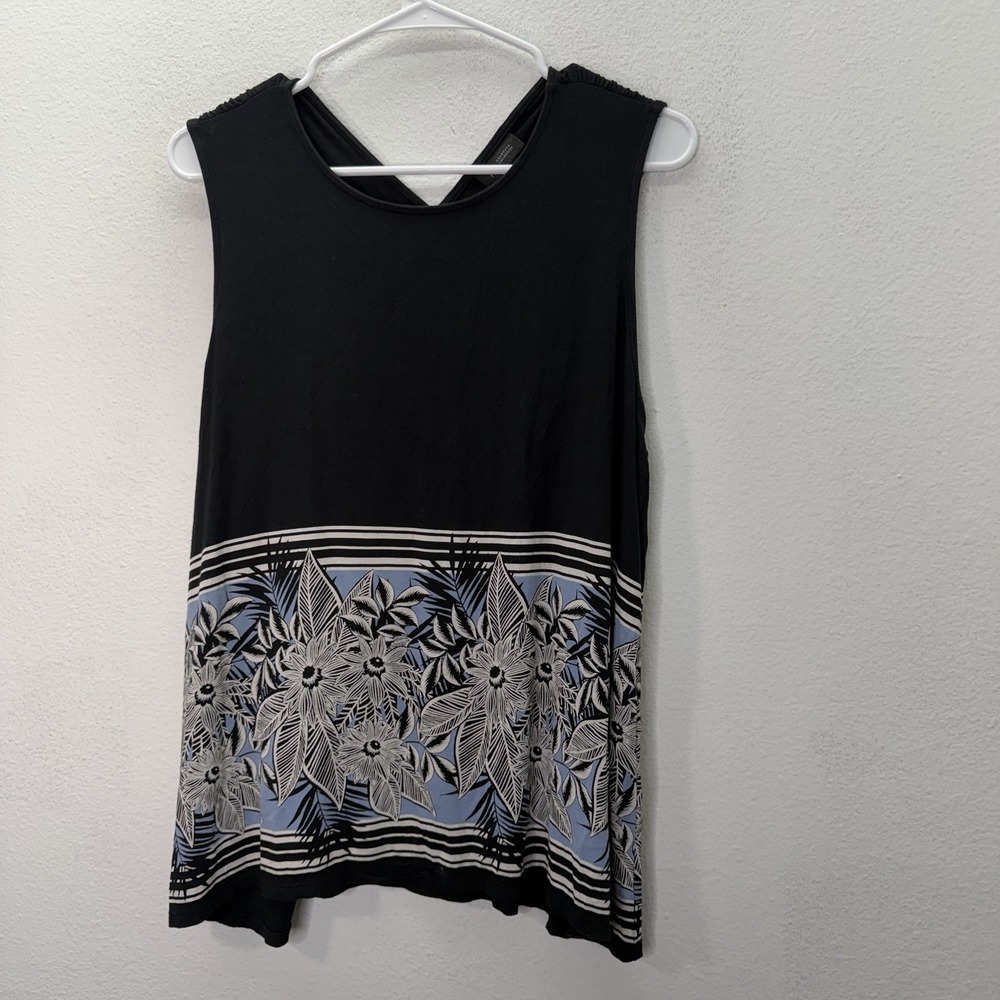 J. Jill Wearever Collection Tank Top Sleeveless Floral Tropical Size MP Rayon